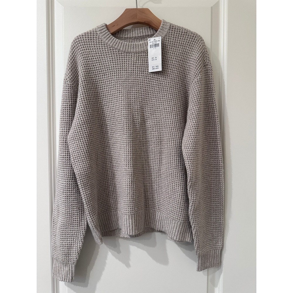 Abercrombie Kids Girls Waffle Knit Sweater Tan Oatmeal Crew Neck 11/12 NWT